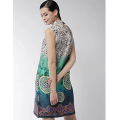 Mayawye Women's Polyester Printed Sleeveless Above Knee Dress (Multicolor)