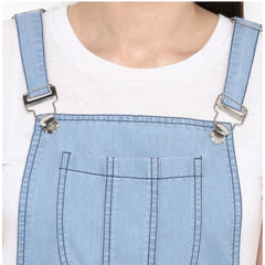 Mayawye Women's Denim Solid Sleeveless Above Knee Dress (Blue)