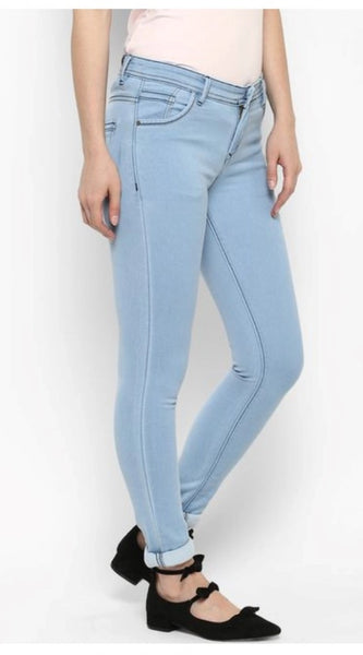Mayawye Women's Denim Distressed Buttoned Jeans (Blue)