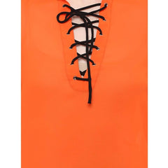 Mayawye Women's Polyester Solid Long Sleeves Regular Top (Orange)