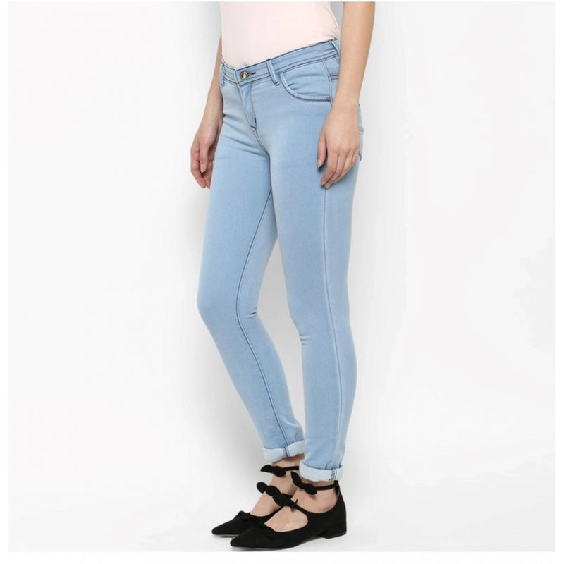 Mayawye Women's Denim Distressed Buttoned Jeans (Blue)