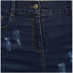 Mayawye Women's Denim Distressed Buttoned Skirt (Blue)