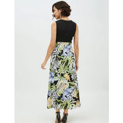 Mayawye Women's Rayon Floral Sleeveless Calf-length Dress (Multicolor)
