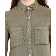 Mayawye Women's Rayon Solid Long Sleeves Standard Length Shirt (Olive Green)