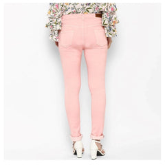 Mayawye Women's Denim Solid Buttoned Jeans (Pink)