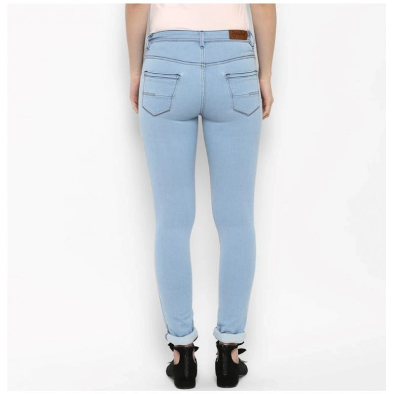 Mayawye Women's Denim Distressed Buttoned Jeans (Blue)