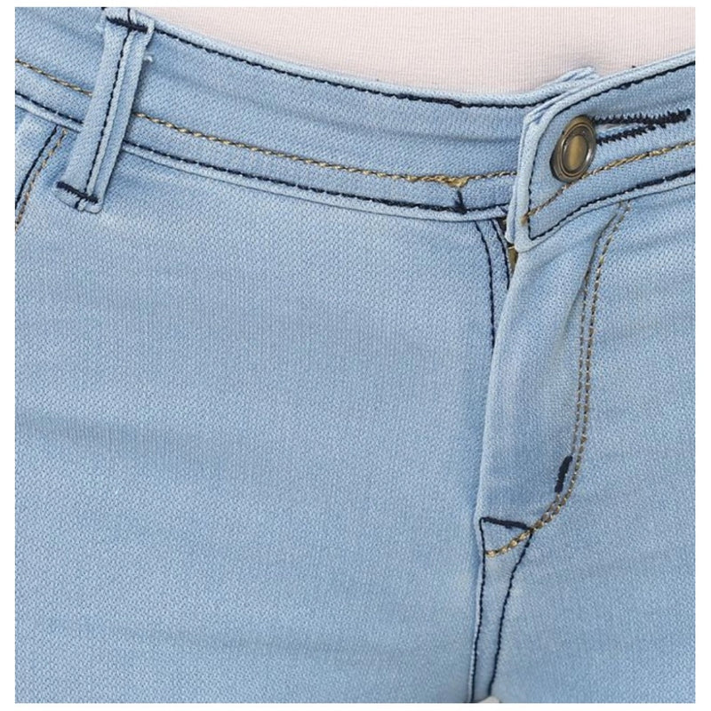 Mayawye Women's Denim Distressed Buttoned Jeans (Blue)