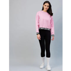 Mayawye Women's Fleece Solid Long Sleeves Sweatshirt (Pink)