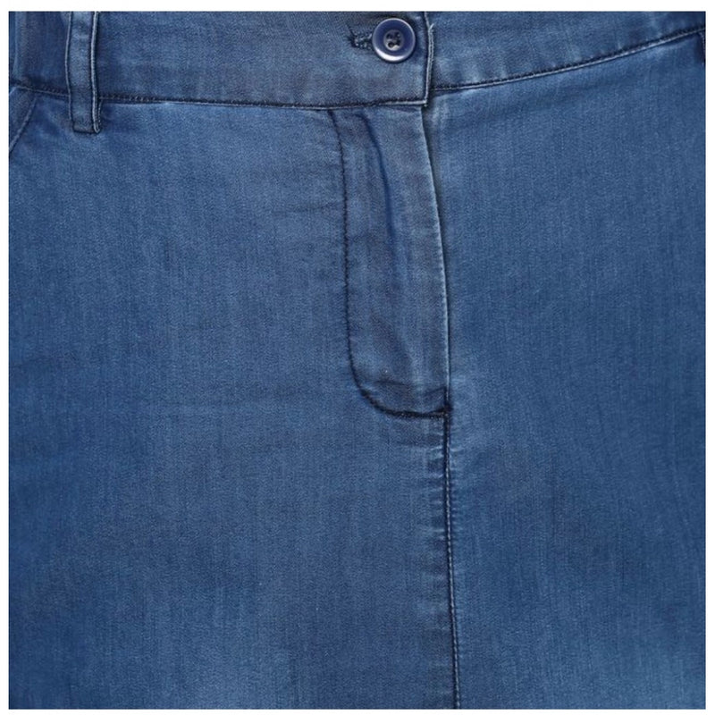 Mayawye Women's Denim Washed Buttoned Skirt (Blue)