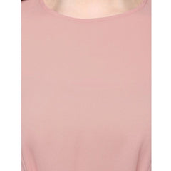 Mayawye Women's Polyester Solid Long Sleeves Regular Top (Pink)
