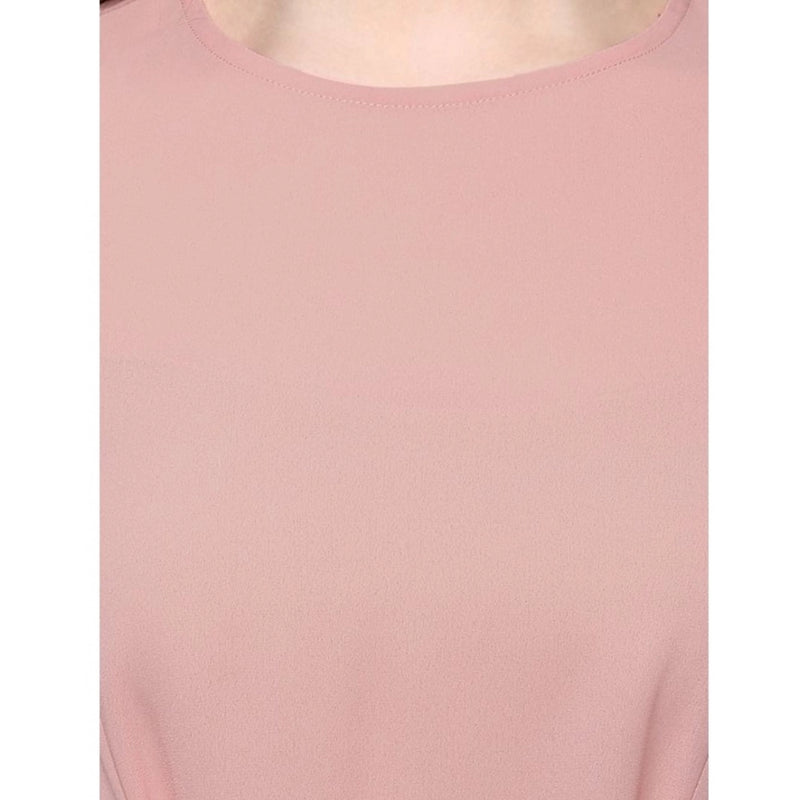 Mayawye Women's Polyester Solid Long Sleeves Regular Top (Pink)