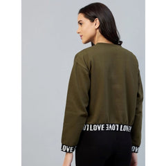 Mayawye Women's Fleece Solid Long Sleeves Sweatshirt (Olive)