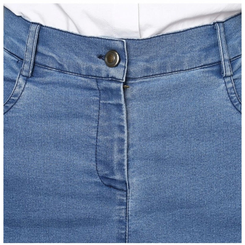 Mayawye Women's Denim Washed Buttoned Skirt (Blue)