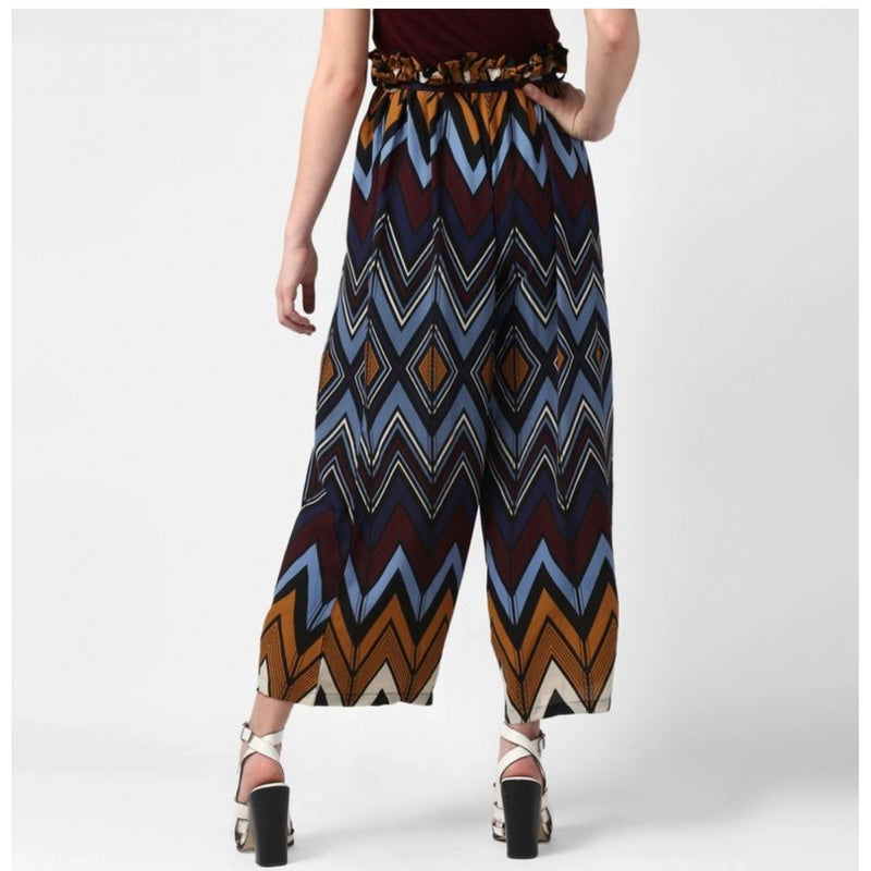 Mayawye Women's Polyester Chevron Elasticated Trousers (Multicolor)
