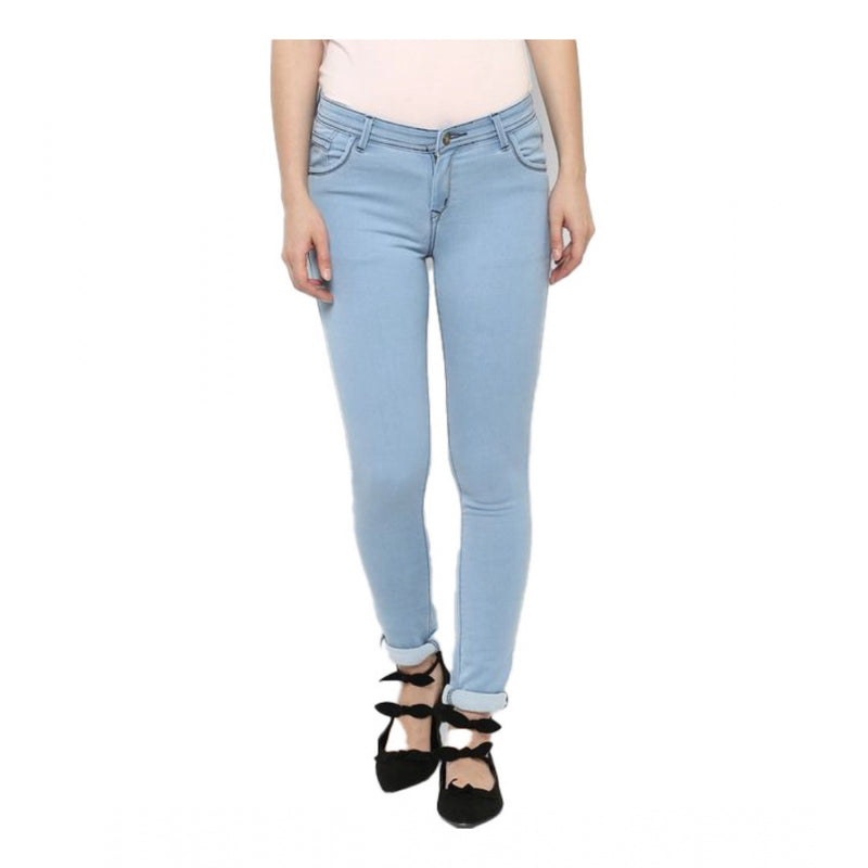 Mayawye Women's Denim Distressed Buttoned Jeans (Blue)