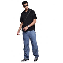 Mayawye Men's Cotton Blend Solid Half-Sleeve Regular Shirt (Black)