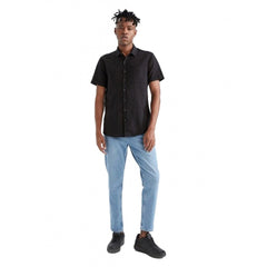 Mayawye Men's Cotton Blend Solid Half-Sleeve Regular Shirt (Black)