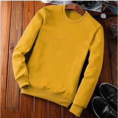 Mayawye Men's Casual Fleece Solid Round Neck Long Sleeves Sweatshirt (Orange)
