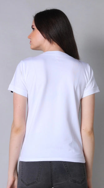 Mayawye Women's Cotton Blended Solid Round Neck Half Sleeve T-Shirt (White)