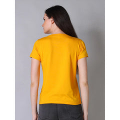 Mayawye Women's Cotton Blended Solid Round Neck Half Sleeve T-Shirt (Mustard)