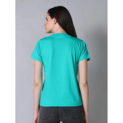 Mayawye Women's Cotton Blended Solid Round Neck Half Sleeve T-Shirt (Green)