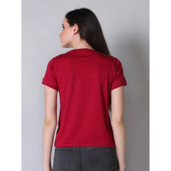 Mayawye Women's Cotton Blended Solid Round Neck Half Sleeve T-Shirt (Maroon)