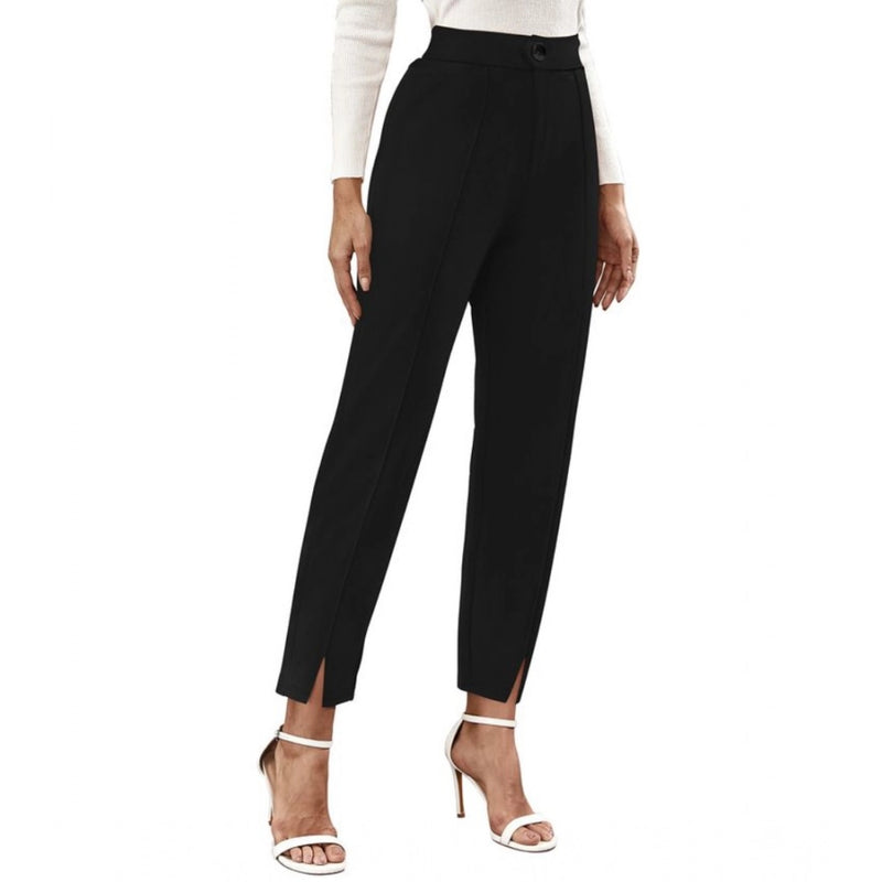 Mayawye Women's Polyester Solid With Pocket Pant (Black)