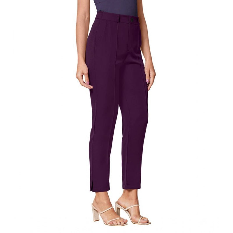 Mayawye Women's Polyester Solid With Pocket Pant (Wine)