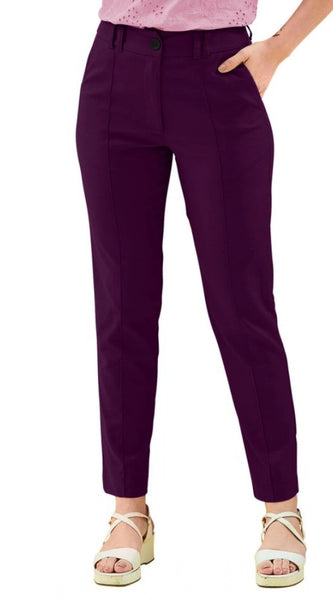 Mayawye Women's Polyester Solid With Pocket Pant (Wine)