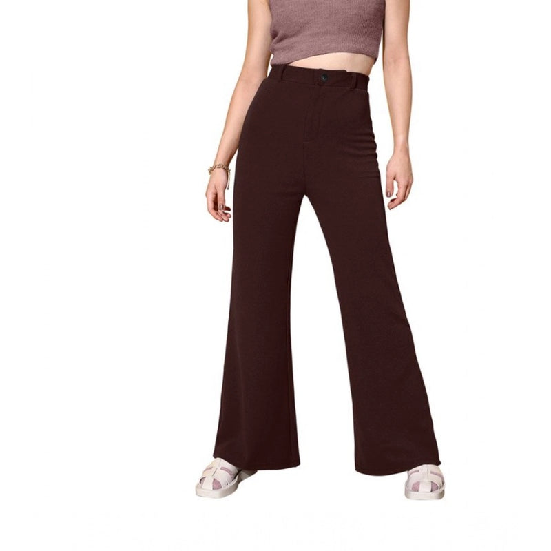 Mayawye Women's Polyester Cow Pattern Pant (Coffee)