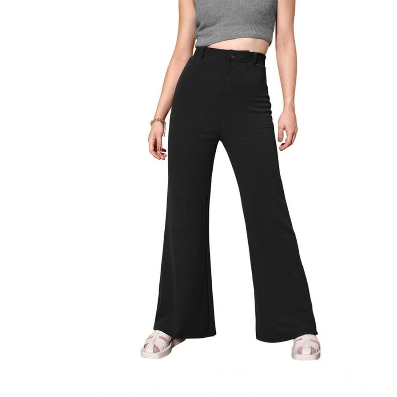Mayawye Women's Polyester Cow Pattern Pant (Black)