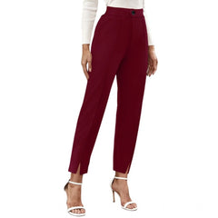 Mayawye Women's Polyester Solid With Pocket Pant (Maroon)