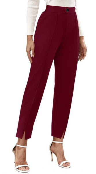 Mayawye Women's Polyester Solid With Pocket Pant (Maroon)