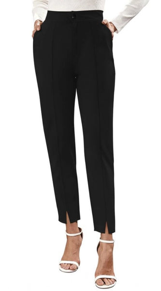Mayawye Women's Polyester Solid With Pocket Pant (Black)