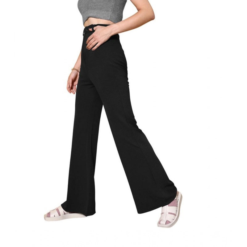 Mayawye Women's Polyester Cow Pattern Pant (Black)