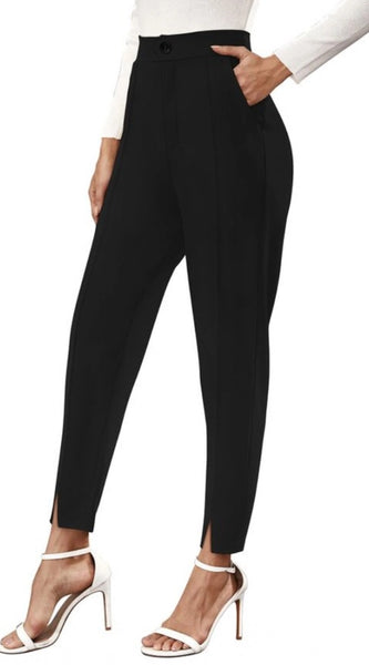 Mayawye Women's Polyester Solid With Pocket Pant (Black)