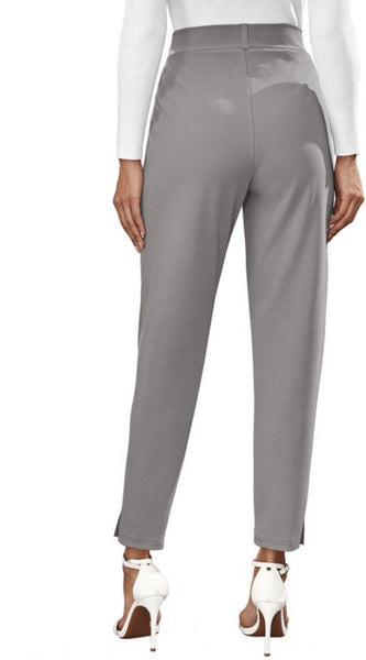 Mayawye Women's Polyester Solid With Pocket Pant (Grey)