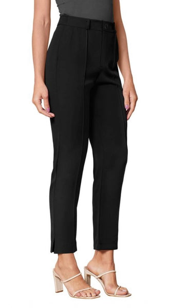 Mayawye Women's Polyester Solid With Pocket Pant (Black)