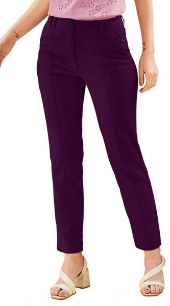 Mayawye Women's Polyester Solid With Pocket Pant (Wine)