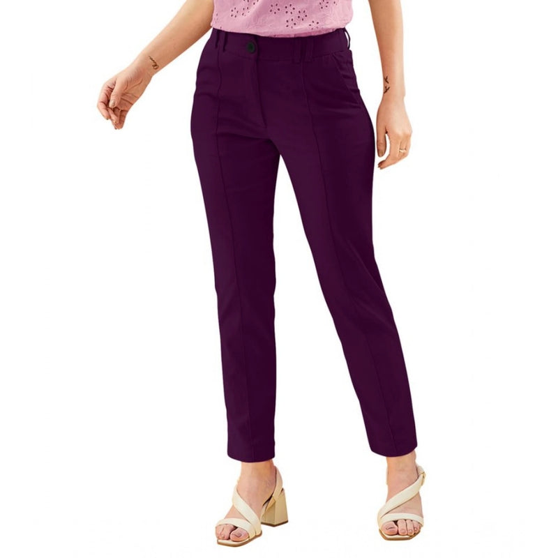 Mayawye Women's Polyester Solid With Pocket Pant (Wine)