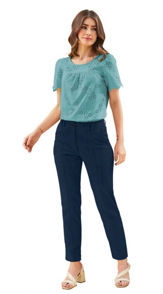 Mayawye Women's Polyester Solid With Pocket Pant (Blue)