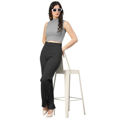 Mayawye Women's Polyester Cow Pattern Pant (Black)