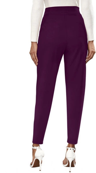 Mayawye Women's Polyester Solid With Pocket Pant (Wine)