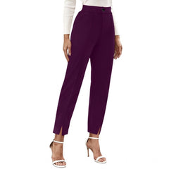 Mayawye Women's Polyester Solid With Pocket Pant (Wine)