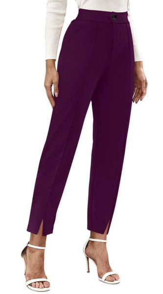 Mayawye Women's Polyester Solid With Pocket Pant (Wine)