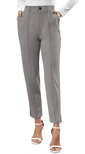 Mayawye Women's Polyester Solid With Pocket Pant (Grey)