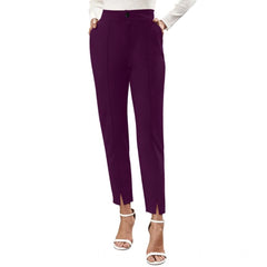 Mayawye Women's Polyester Solid With Pocket Pant (Wine)