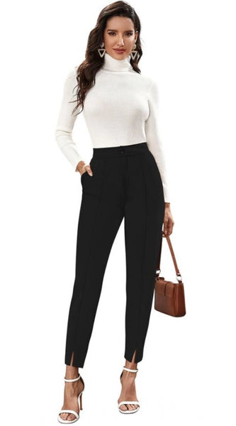 Mayawye Women's Polyester Solid With Pocket Pant (Black)