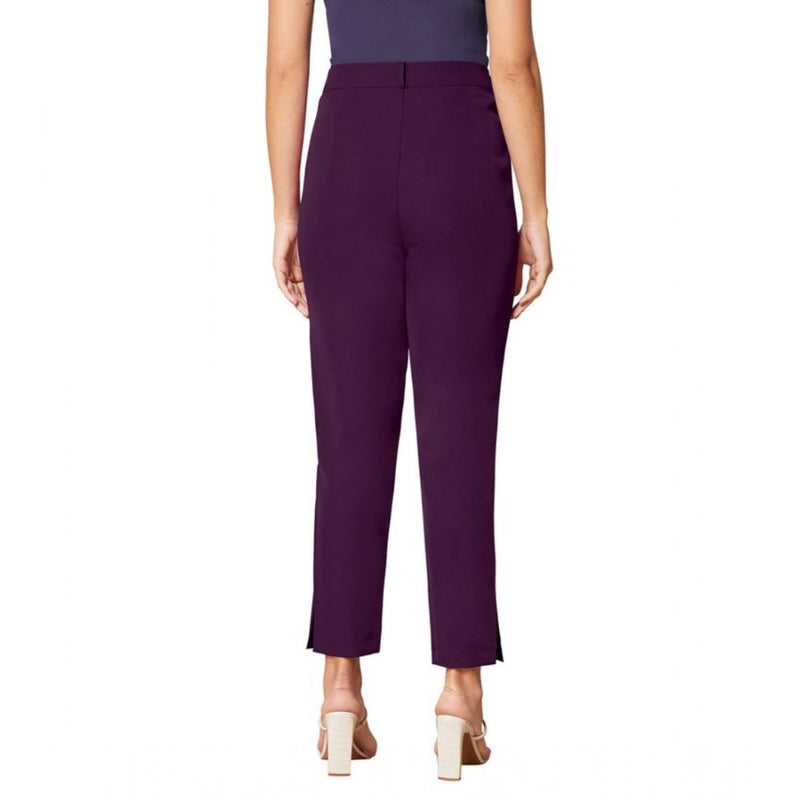 Mayawye Women's Polyester Solid With Pocket Pant (Wine)