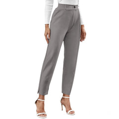 Mayawye Women's Polyester Solid With Pocket Pant (Grey)